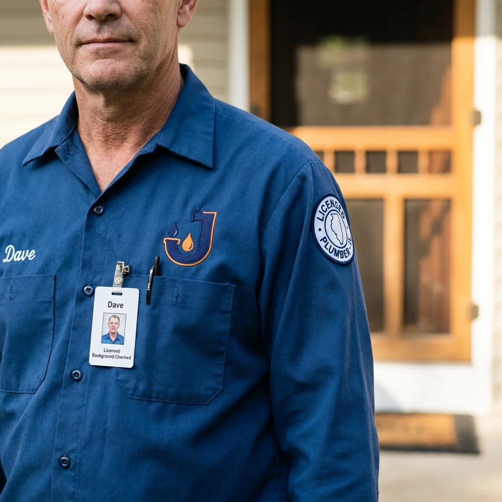 Licensed plumber showing ID badge in Strum, WI